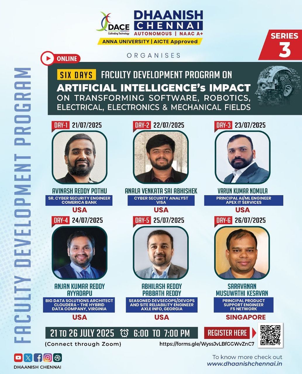 Dhaanish College FDP Series 3 — AI in Engineering poster