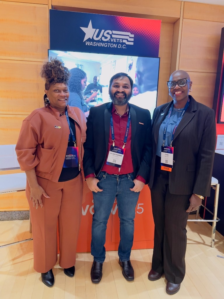 Anjan Kumar with U.S.VETS representatives at EVOLVE25 Government Summit, Washington, DC